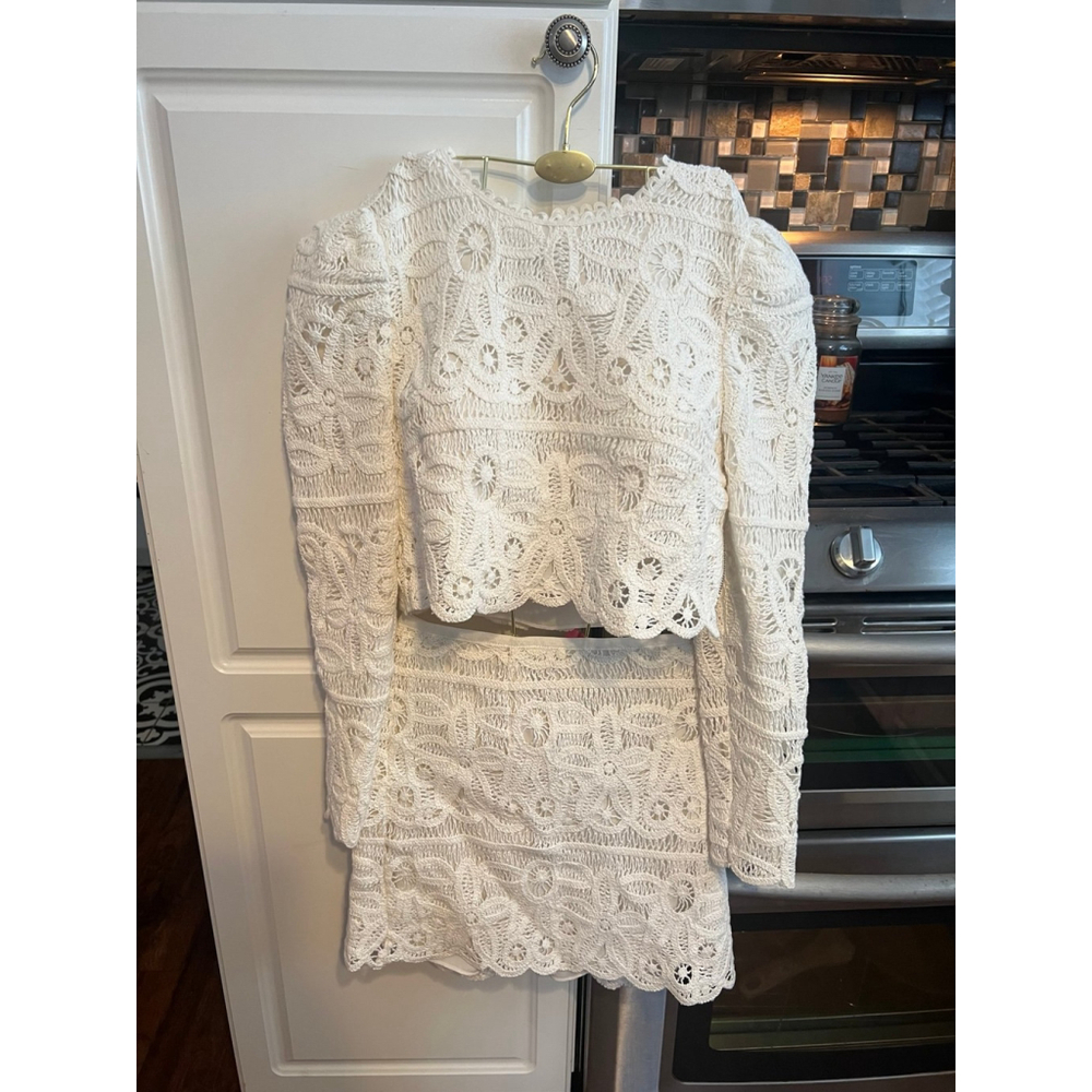 Anthropologie Saylor White Lace Bernie Top and Skirt Set - Picture 6 of 11